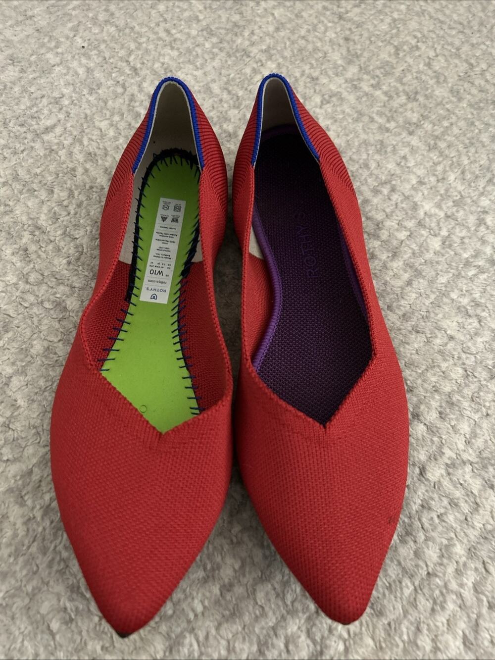 Rothy’s Red Pointed Toe Slip On Ballet Flats Women’s Size 10